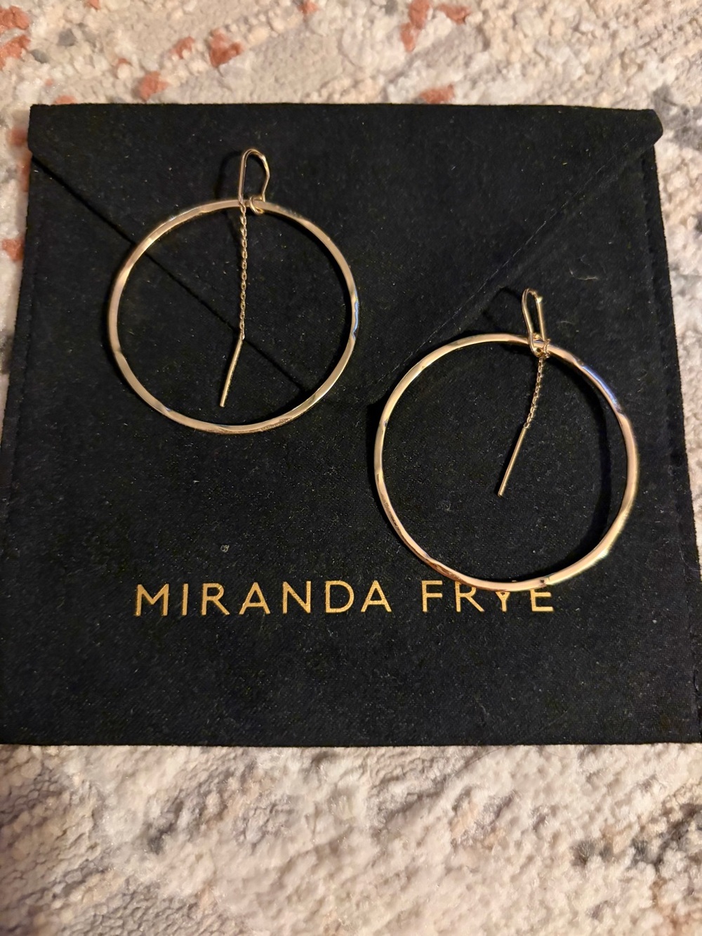 Miranda Frye Gold Hoop Drop Earrings with Chain Bar